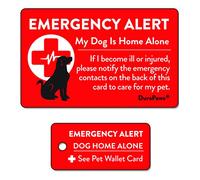 DuraPaws My Dog is Home Alone Emergency Alert Plastic Contact Wallet Card and Key Tag (Writable Surface on Back Side of Cards) - 2 Pack of Plastic Cards & Key Tags