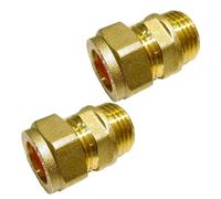 Duraplast UK 15mm Compression by 1/2" BSP Brass Male Iron Coupler (Pair), 15mm x 1/2" Adaptors