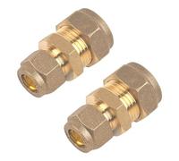 Duraplast UK™ 22mm - 15mm Brass Compression Reducer | Reducing Coupler Pipe Connectors for Copper Pipe | Reducing Coupling | 2 Pack | No Soldering Required | Leak-Free & Durable