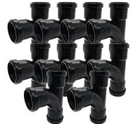 Duraplast UK 32mm Push Fit Waste 88° Swept Tee Branch - Black | Triple Socket (TS) Equal Tee Connector | Durable PVC Pipe Fitting | Leakproof | Ceramic Finish