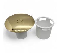 Duraplast UK™ 90mm Universal Shower Waste Replacement - Brushed Brass Finish Shower Plug Hole Cover with 115mm Diameter and Removable Hair Catcher - Fits Standard UK Shower Trays - Easy Installation