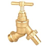 Duraplast UK Outdoor Garden Tap Hose Union Bib Tap 1/2inch BSP with Compression Wallplate Elbow, Through The Wall 15mm Copper Tube (Single Bib Tap)