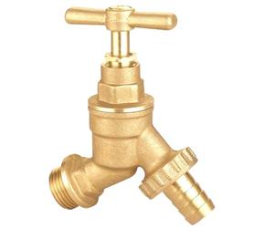 Duraplast UK Outdoor Garden Tap Hose Union Bib Tap 1/2inch BSP with Compression Wallplate Elbow, Through The Wall 15mm Copper Tube (Single Bib Tap)