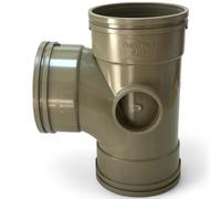 Duraplast UK™ Solvent Soil Waste 110mm 90 Degree Tee Branch | OLIVE GREY | Triple Socket | For 4 Inch Waste Pipe | Glue for Permanent Seal | No Rubber or Pushfit | Underground or Above Ground Drain