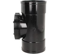 Duraplast UK™ Solvent Soil Waste 110mm Straight Access Pipe | Black | Double Socket | for 4 Inch Waste Pipe | Glue for Permanent Seal | No Rubber or Pushfit | Underground or Above Ground Drain