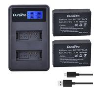 DuraPro 1800mAh 2Pcs LP-E12 LP E12 Battery + LCD Dual USB Charger for Canon LP-E12, EOS M, EOS M10, EOS M50, EOS M100, EOS M200, Rebel SL1, PowerShot SX70 HS Digital Cameras