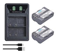 DuraPro 2 Packs EN-EL3e EN EL3E Battery + Slim LED Dual Built-in USB Charger with Type C Port Replacement for Nikon EN-EL3E D50, D70, D70s, D80, D90, D100, D200, D300 Digital SLR Cameras