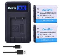 DuraPro 2Pcs 3.7V 1200mAh EN-EL19 EN EL19 Camera Battery + LCD USB Charger for Sony NP-BJ1 Battery; Nikon Coolpix S2600 S2700 S3100 S3500 S4100 S4150 S4400 S5200 S6400 S6900