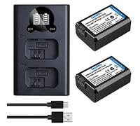 DuraPro 2X NP-FW50 Replacement Battery + LCD USB Charger Compatible for Sony a3000 a6000 a6400 a6500,a7, 7R,a7R,NEX-3,NEX-3N, NEX-5, NEX-5N, NEX-5R, NEX-5T Digital Cameras