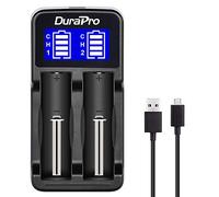 DuraPro LCD Universal Intelligent USB Dual Battery Charger for Li-ion/Ni-MH/Ni-Cd 18650 18490 17500 16340(RCR123) Rechargeable Batteries