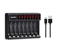 DuraPro Rapid Smart LCD 8-Slots USB AA AAA Battery Charger for AA AAA Ni-MH Ni-CD Rechargeable Batteries