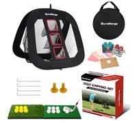 DURARANGE Pop-up Golf Chipping Net Set - Foldable Training Kit with 2 Hitting Mats, 6 Practice Balls, 6 Foam Balls - Ultimate Golf Gift & Target Chipping Aids, Black