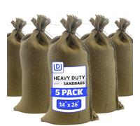 DURASACK Heavy Duty Burlap Sand Bags with Tie Strings Empty Sand-Bags for Flooding and Erosion Control, 14x26 inches, Pack of 5