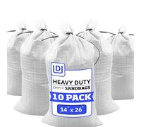 DURASACK Heavy Duty Sand Bags with Tie Strings Empty Woven Polypropylene Sand-Bags with 1600 Hours of UV Protection, 50 lbs Capacity, 14x26 inches, White, Pack of 10