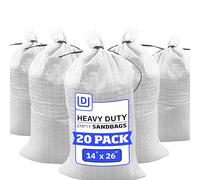 DURASACK Heavy Duty Sand Bags with Tie Strings Empty Woven Polypropylene Sand-Bags with 1600 Hours of UV Protection, 14x26 inches, White, Pack of 20