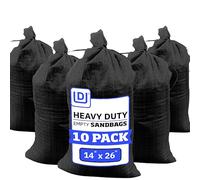 DURASACK Heavy Duty Sand Bags with Tie Strings Empty Woven Polypropylene Sand-Bags with 1600 Hours of UV Protection, 50 lbs Capacity, 14x26 inches, Black, Pack of 10