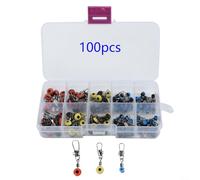 Durashmall 100 Pieces Fishing Swivel Snaps Kit with Interlock Lock, Copper Alloy Hard Swivels in 3 Sizes Assorted Red Yellow Blues Terminal Tackle for Freshwater Saltwater