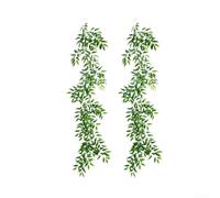 Durashmall 2 Pack Artificial Rattan Vines 200cm, Realistic Faux Eucalyptus Garland with 62 Leaves, PP Outdoor Indoor Greenery for Wedding Arch Home Garden Landscaping Decoration(A)