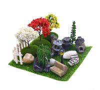 Durashmall 26PCS Miniature Fairy Garden Accessories Kit, Plastic Dollhouse Decor Set with Stone Mill, Trees, Fence, Moss for Outdoor Courtyard, Plant Pot, DIY Landscape Crafts