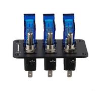 Durashmall 3 Gang Metal LED Rocker Switch Panel with Circuit Breakers 12V 24V DC 20A Waterproof IP66 Aluminum Control for Car Marine Boat Ignition Lights Red(Blue)