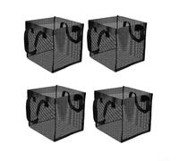 Durashmall 4 Pack Large Mesh Aquatic Pond Plant Baskets with Handles Thick PVC Water Lily Lotus Growing Bags for Garden Fish Tank Black(square)