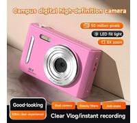 Durashmall 4K Digital Camera with 64MP Sensor 8X Digital Zoom 2.4 Inch IPS Screen for Beginners Students and Teens Portable Retro-Style CCD Photography Camera for TF Card up to 64GB(Purple)