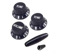Durashmall 4Pcs/set Plastic Knob, 1 Volume 2 Tone Control Knobs with Tremolo Arms Cap,for ST SQ Electric Guitar Replacement Parts(Black+White)
