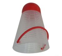 Durashmall 50pcs Fishing Bait Cage Feeder Basket Badminton Shaped with Red Float for Carp Shrimp Crab Lobster Eel Catching in Shallow Water Black and White PP Material(Large white)