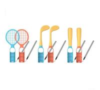 Durashmall 6 in 1 Motion Sensor Sports Set for Nintendo Switch2 ABS Tennis Racket Drumstick Golf Club Accessories Red and Blue Somatosensory Gaming Kit
