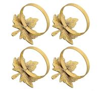 Durashmall 6 Pack Retro Metal Napkin Rings, Autumn Maple Leaf Design for Thanksgiving Fall Party Table Decor, Gold Alloy Serviette Holders for Home Dining Wedding Banquet, 1.77x1.97 Inch(C)