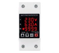 Durashmall 63A 230V 3IN1 Display Din Rail Adjustable Over Under Voltage Protector Relay with Real Time Current Power Meter for Home Industrial Use