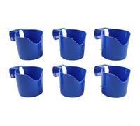 Durashmall 6pcs Poolside Cup Holders Plastic Drink Holders for Above Ground Pools Fits Round Top Bars 2 Inches or Less Stackable Design Easy Clip On Installation Weather Resistant f