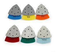 Durashmall 6PCS Triangle Emery Dry Polishing Pads 90mm Sanding Discs for Granite Marble Concrete and Stone for Angle Grinder in Multiple Grits 50 100 200 400 800 1500 for Corners a