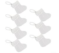 Durashmall 7 Pieces Christmas Socks Tree Decoration Hanging Ornaments for MINI Stockings Festive Holiday Stockings For Home Decor 11X7x10cm(white)