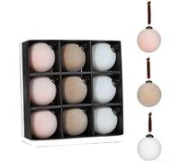 Durashmall 9PCS Set Velvet Christmas Balls Ornaments Flocked Plastic Hanging Baubles Multicolour Tree Decorations For Festive Holiday Home Seasonal Window Display(Light Color Version)