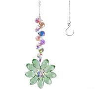 Durashmall AB For Crystal Sun Catcher Wind Chime 28cm Rainbow Maker with Elegant Floral Shape for Wedding Party Christmas Beach Pool Garden Yard Outdoor Decorations(Green)