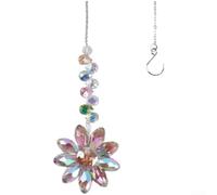 Durashmall AB For Crystal Sun Catcher Wind Chime 28cm Rainbow Maker with Elegant Floral Shape for Wedding Party Christmas Beach Pool Garden Yard Outdoor Decorations(Dark Color)
