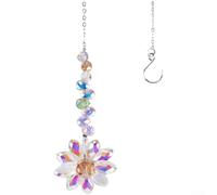 Durashmall AB For Crystal Sun Catcher Wind Chime 28cm Rainbow Maker with Elegant Floral Shape for Wedding Party Christmas Beach Pool Garden Yard Outdoor Decorations(AB Color)