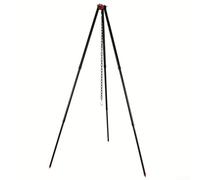Durashmall Aluminum Alloy Camping Tripod Pot Holder Adjustable Height up to 48.8 Inch Foldable Hanging Stand for Cooking Pots Lanterns and Campfire Grill Black