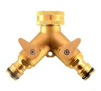 Durashmall Brass Y Shape Water Divider Tee Valve with Dual Independent Switch Control for Washing Machine Copper Construction Quick Install Large Inner Bore 9.5 x 2.5 x 7cm Gold