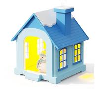 Durashmall Christmas Snow House Humidifier Colorful Night Light 500ml Quiet Mist Auto Shut Off ABS PC Material for Bedroom Living Room Holiday Home Decor Pink Blue Brown(Blue)