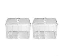 Durashmall Clear Acrylic Cotton Swab Storage Box with 4 Compartments, Portable Makeup Pad Dispenser with U-Shape for Bathroom Counter, Vanity Organizer for Q-Tips and Cosmetics(2PCS)