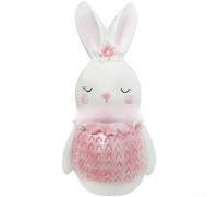 Durashmall Easter Rabbit Resin Figurine Blue Pink Pastel Bunny Statue Minimalist Home Decor Tabletop Ornament for Living Room Shelf Display Spring Seasonal Decoration Handcrafted De(Powder)