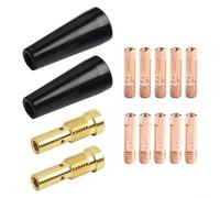 Durashmall Gasless Nozzle Contact Tips Kit,for 14AK MB14 MIG Welding Torch, Copper Diffuser Holder 0.9mm 1.0mm Wire Tips, Flux Core Welding Accessories (4 Nozzles, 2 Holders, 10 Tips)