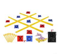 Durashmall Giant Foldable Tic Toe Game Set 1.2m Portable Outdoor Lawn Yard Beach Camping Fun Interactive Toss Game for Kids and Adults Yellow Blue(E)