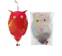 Durashmall Hanging Owl Scarecrow Bird Deterrent with Double Sided Etched Design for Farm Garden Orchard Protection Weather Resistant Plastic Decor 2 Pack(A)
