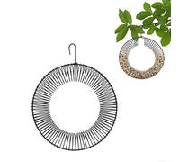 Durashmall Hanging Wreath Bird Feeder, 12x16 Inch Steel Spiral Squirrel Proof Wild Bird Cage for & Suet Balls, Rust Resistant Garden Wildlife Accessory, Green(Black)