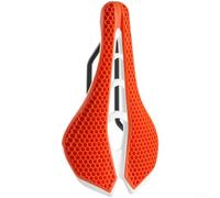 Durashmall Hollow Bike Saddle 140mm Width 26mm Relief Channel Breathable 3D Structure Lightweight 279g TPE High Carbon Bow for Road Mountain Bicycle Cycling Seat Cushion B(Orange)