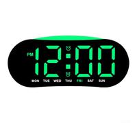 Durashmall LED Digital Alarm Clock with Dual Alarm and Day Date Display, Modern Minimalist Bedside Table Clock for Bedroom Office Desk, Adjustable Brightness LED Timekeeper(green)