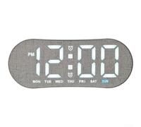 Durashmall LED Digital Alarm Clock with Dual Alarm and Day Date Display, Modern Minimalist Bedside Table Clock for Bedroom Office Desk, Adjustable Brightness LED Timekeeper(Fabric)